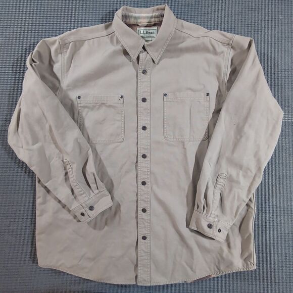 L.L.Bean Men's XL Chore Coat Barn Canvas Jacket in beige with a quilted lining - Picture 1 of 8